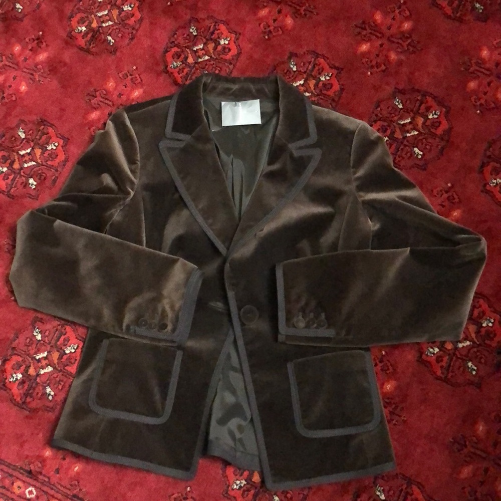 🌺🌺🌺NWT ANN TAYLOR BROWN BLAZER VELOUR - Picture 1 of 7
